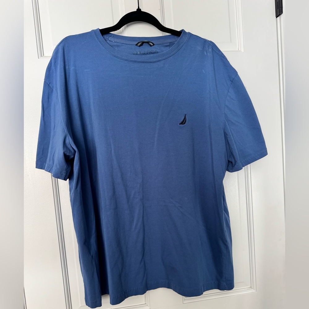 Nautica Men's Blue Short-Sleeve Crewneck T-Shirt with Embroidered Sail Logo